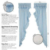 Annie Buffalo Blue Check Ruffled Prairie Long Panel Set of 2 84x36x18 VHC Brands - The Fox Decor