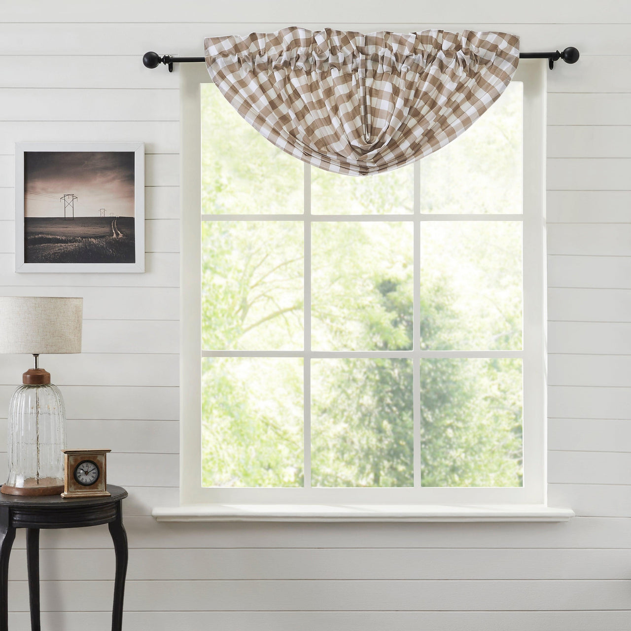Annie Buffalo Portabella Check Balloon Valance 15x60 VHC Brands - The Fox Decor