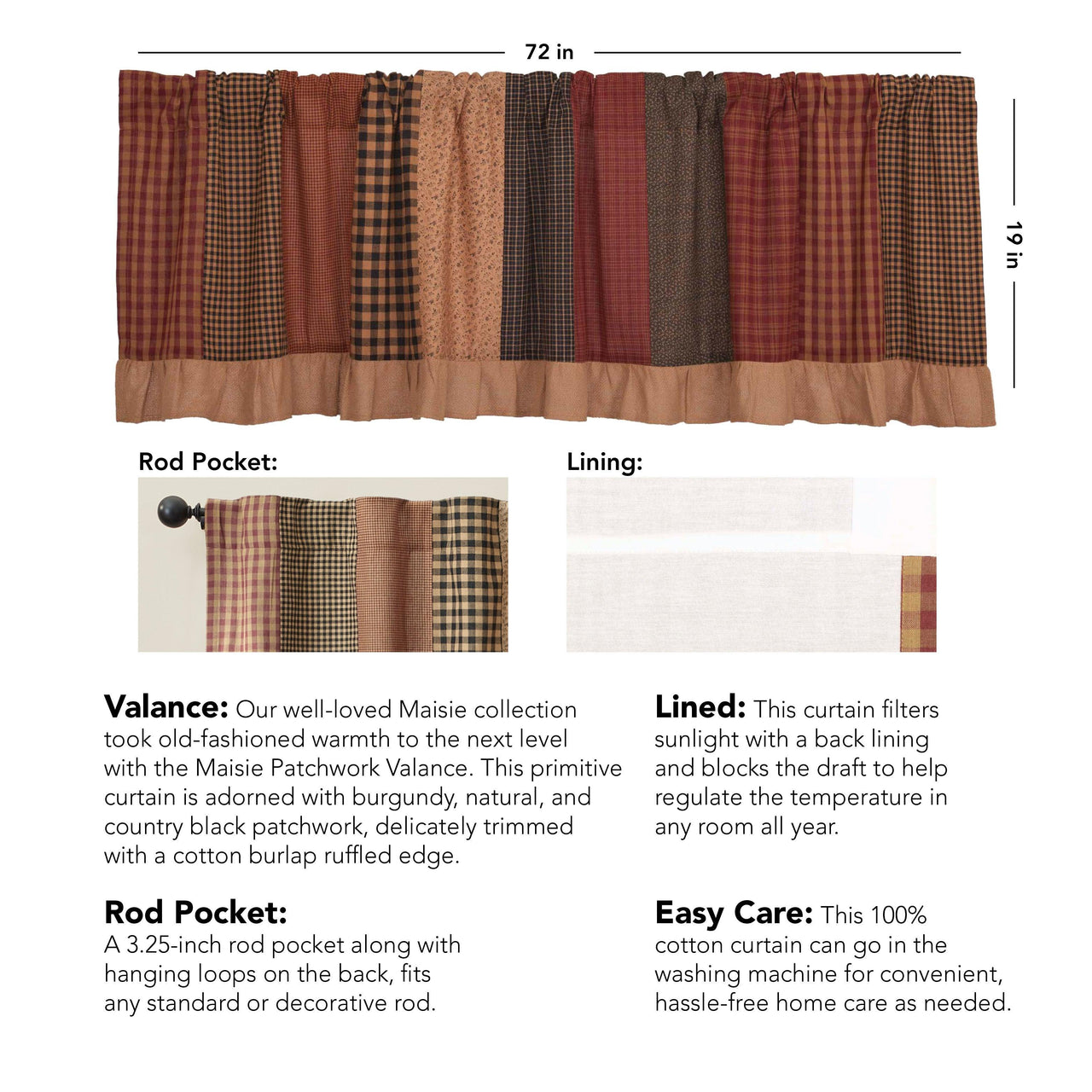 Maisie Patchwork Valance 19x72 VHC Brands - The Fox Decor