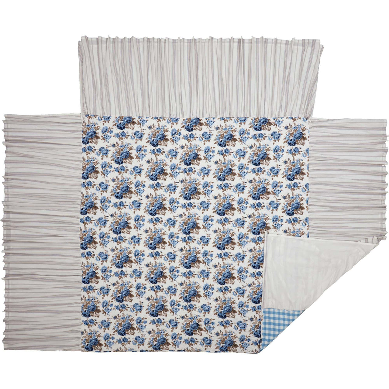 Annie Blue Floral Ruffled California King Coverlet 84x72+27 VHC Brands - The Fox Decor