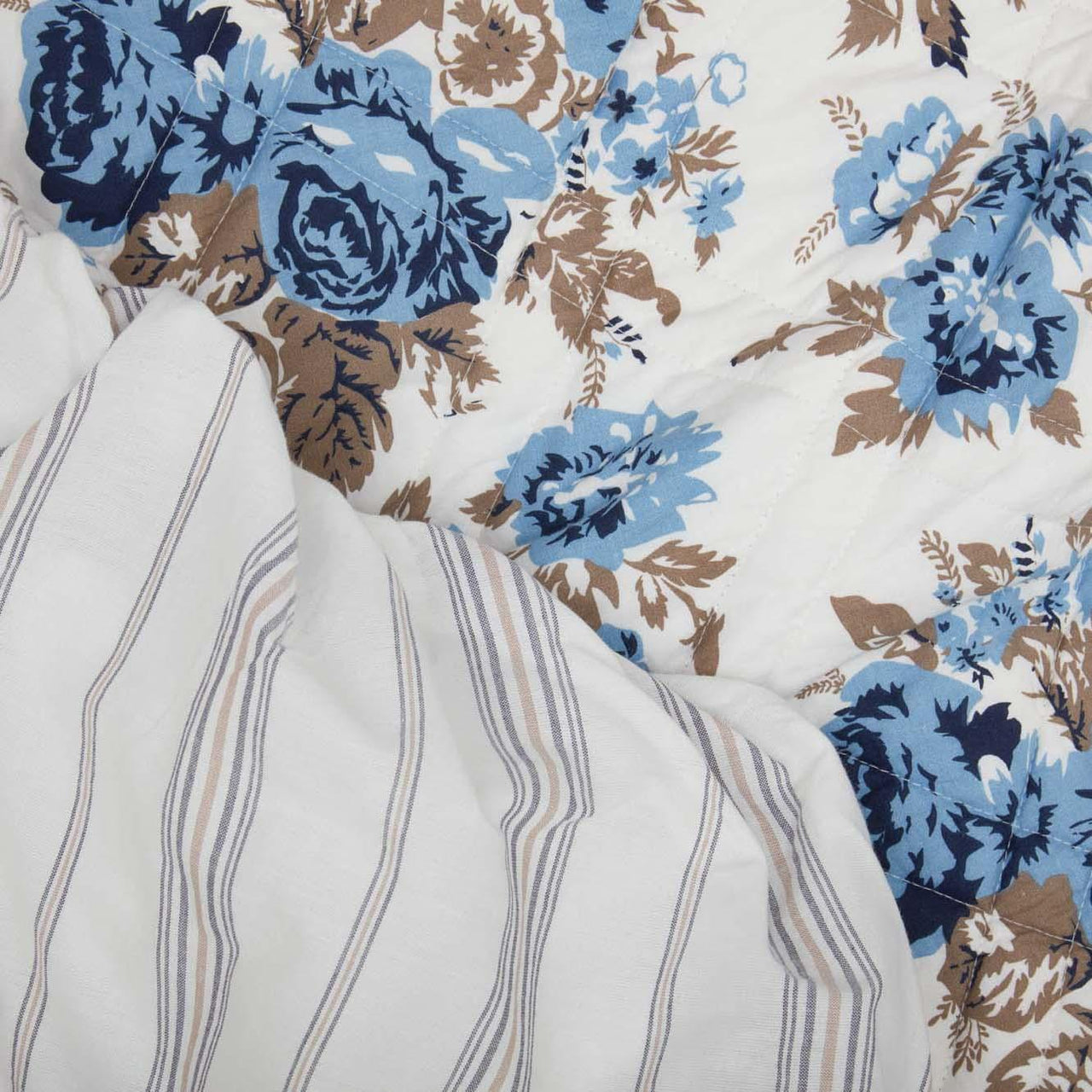 Annie Blue Floral Ruffled California King Coverlet 84x72+27 VHC Brands - The Fox Decor