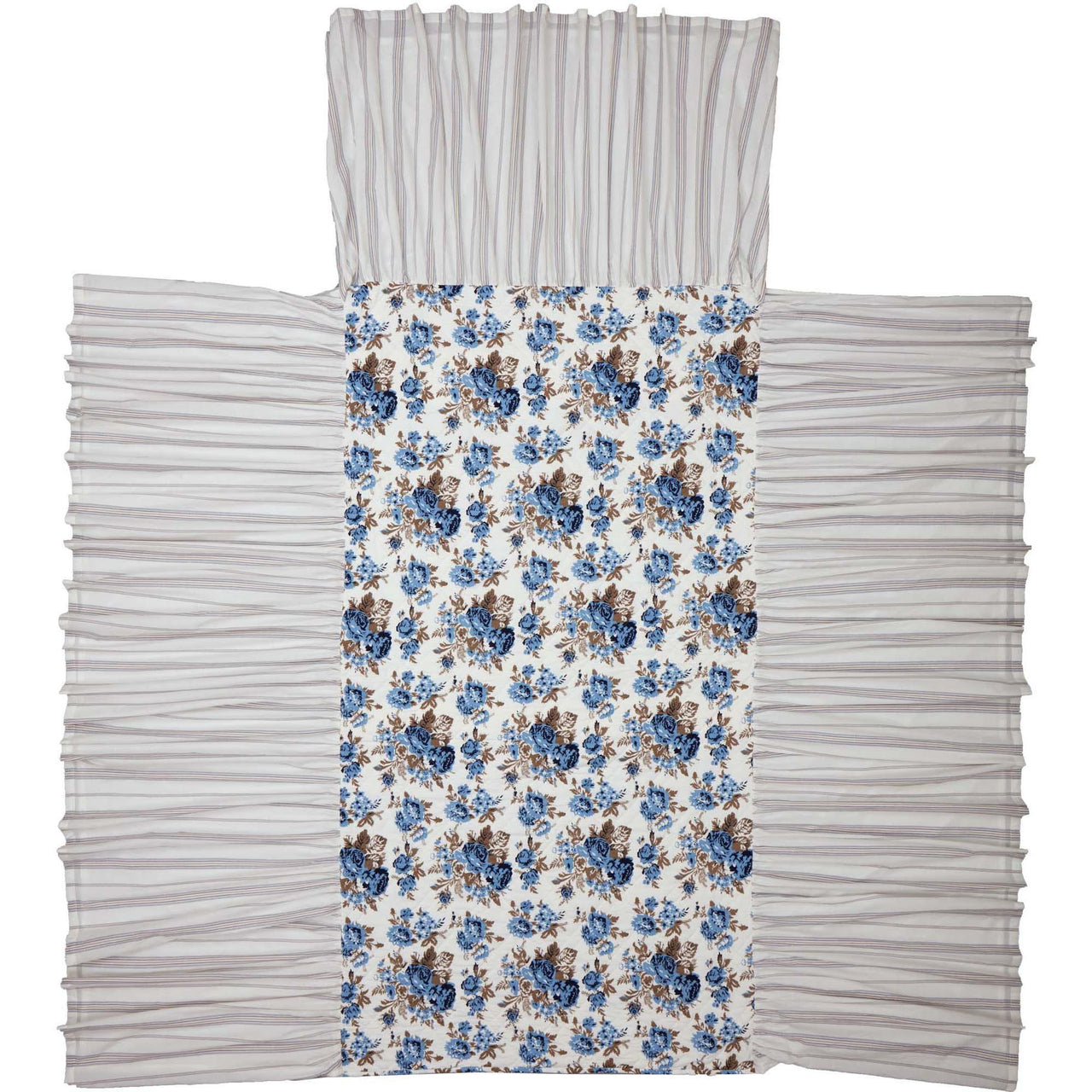 Annie Blue Floral Ruffled Twin Coverlet 76x39+27 VHC Brands - The Fox Decor