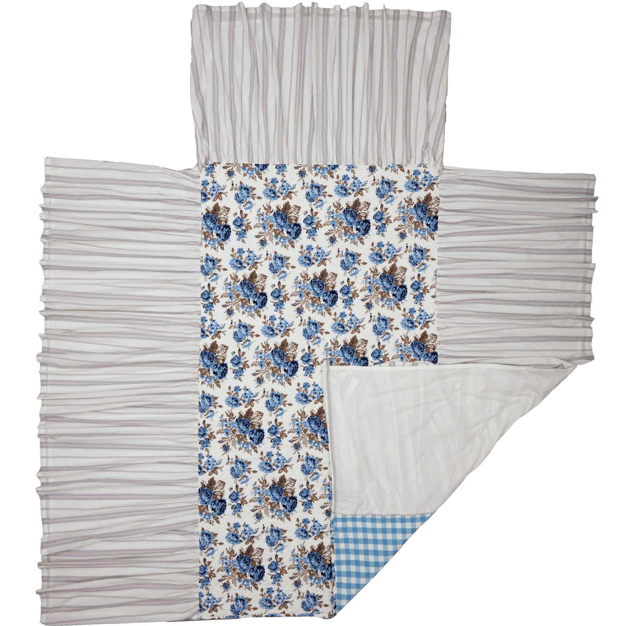 Annie Blue Floral Ruffled Twin Coverlet 76x39+27 VHC Brands - The Fox Decor