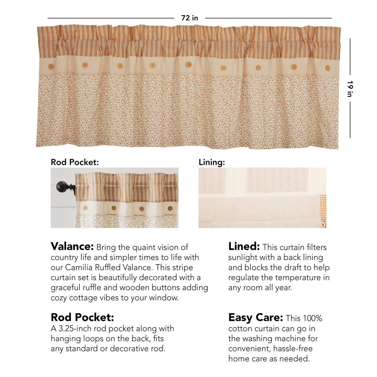 Camilia Ruffled Valance 19x72 VHC Brands - The Fox Decor