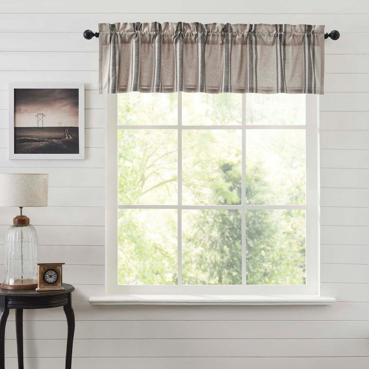 Grain Sack Charcoal Valance 16x72 VHC Brands - The Fox Decor