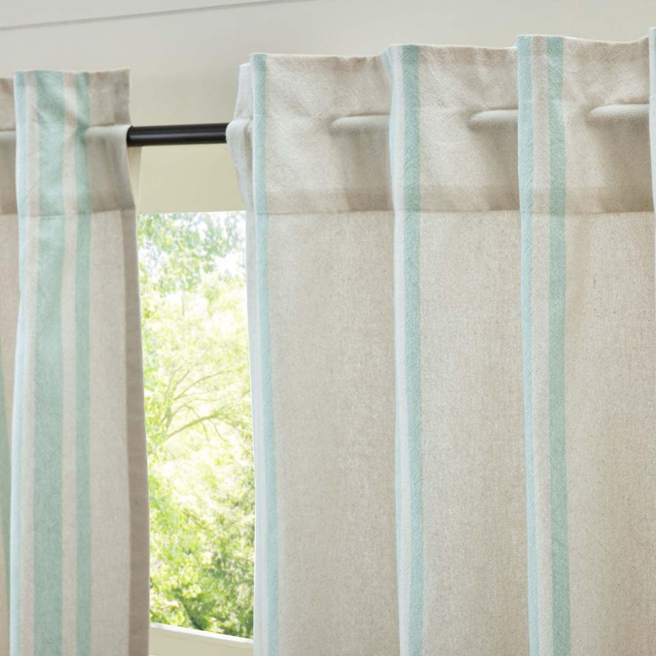 Grain Sack Aqua Panel Set of 2 84x40 VHC Brands - The Fox Decor