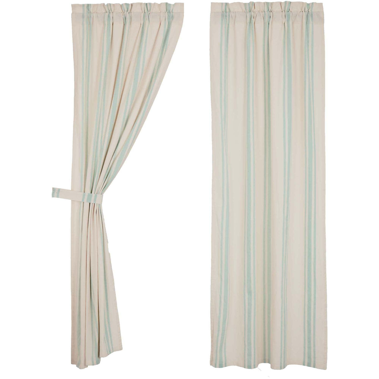 Grain Sack Aqua Panel Set of 2 84x40 VHC Brands - The Fox Decor