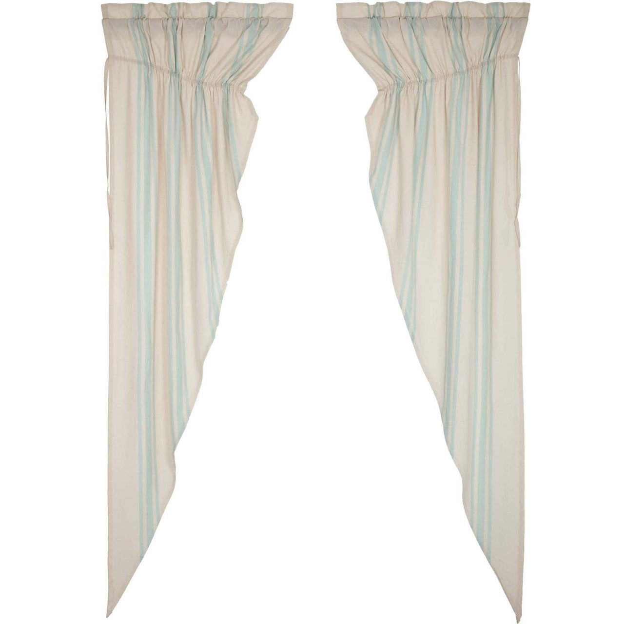 Grain Sack Aqua Prairie Long Panel Set of 2 84x36x18 VHC Brands - The Fox Decor