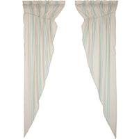 Grain Sack Aqua Prairie Long Panel Set of 2 84x36x18 VHC Brands - The Fox Decor
