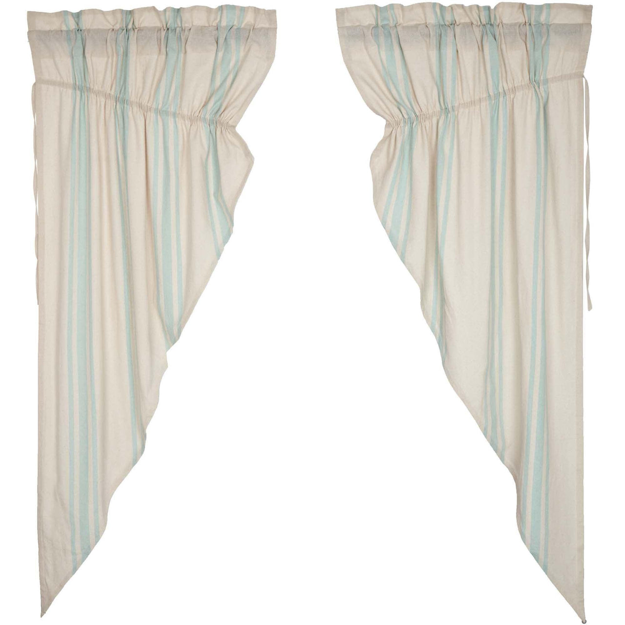 Grain Sack Aqua Prairie Short Panel Set of 2 63x36x18 VHC Brands - The Fox Decor