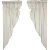 Grain Sack Aqua Prairie Short Panel Set of 2 63x36x18 VHC Brands - The Fox Decor