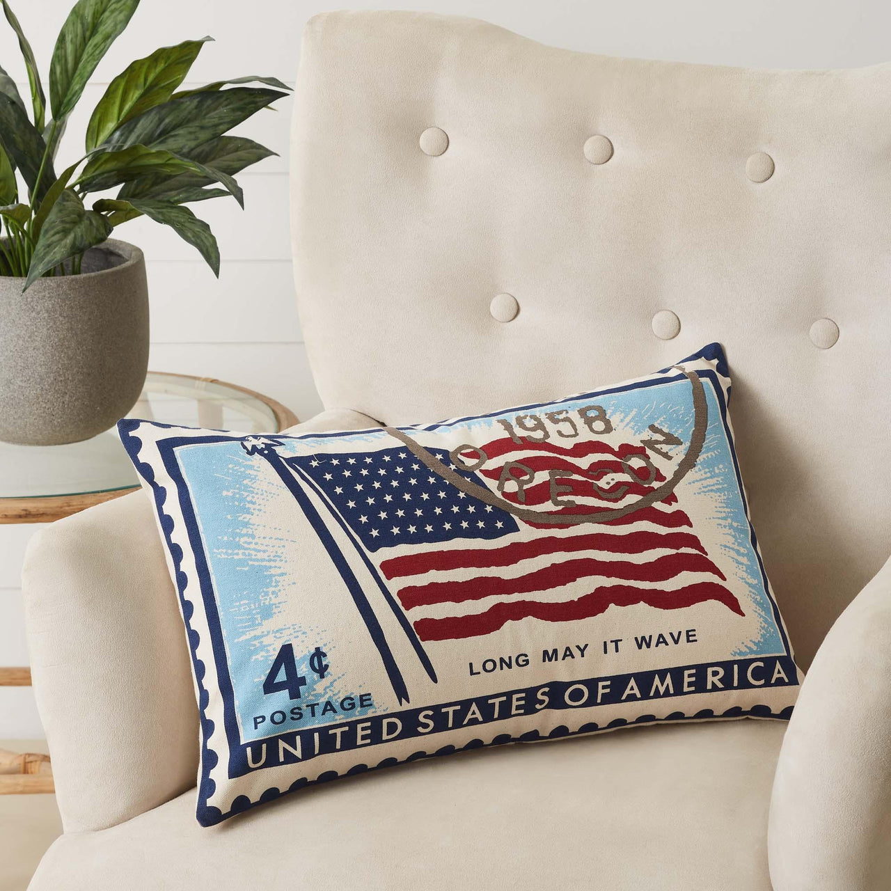 Flag Stamp Pillow 14x22 VHC Brands - The Fox Decor