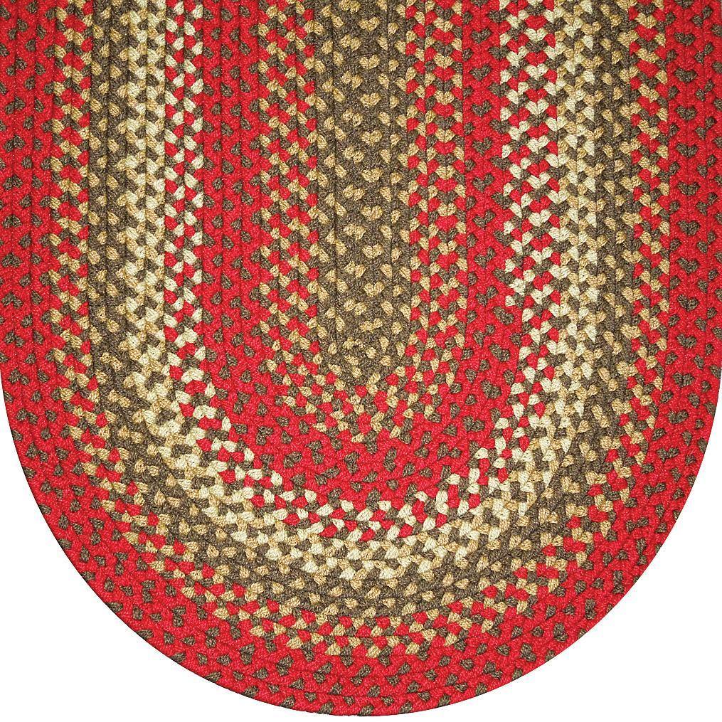 813 Christmas Red Basket Weave Braided Rugs Oval/Round Washable - The Fox Decor