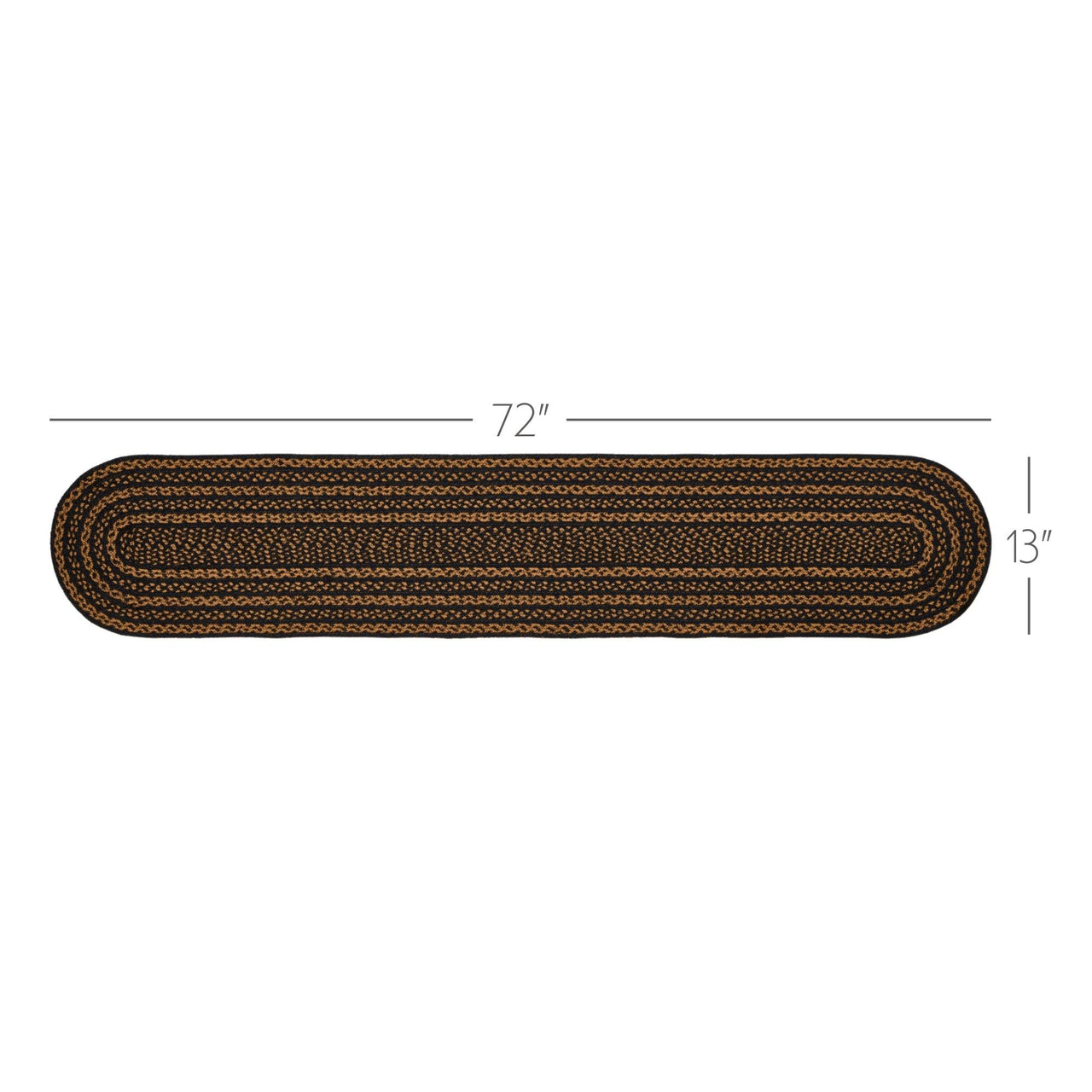 Black & Tan Jute Oval Braided Table Runner 13x72 VHC Brands - The Fox Decor