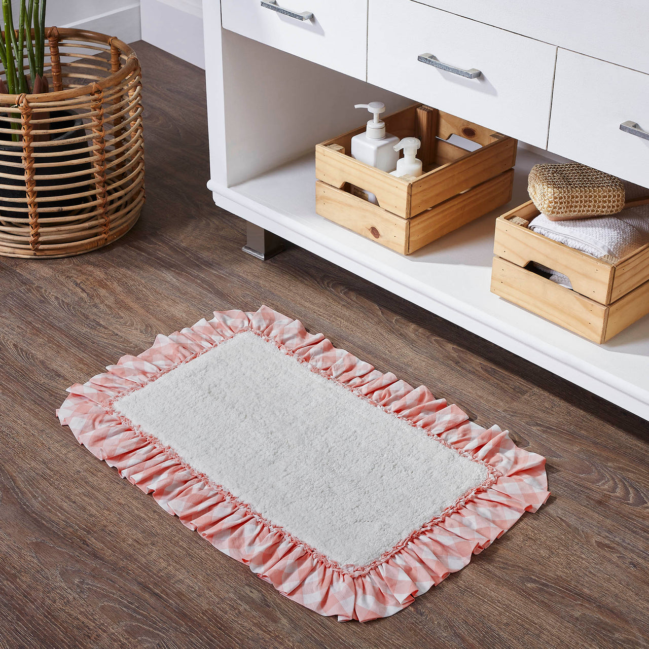 Annie Buffalo Coral Check Bathmat 20" x 30" VHC Brands - The Fox Decor