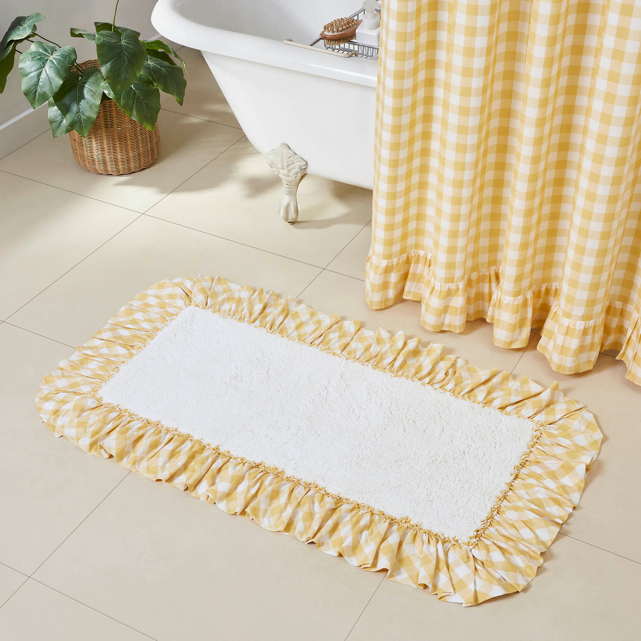 Annie Buffalo Yellow Check Bathmat 27" x 48" VHC Brands - The Fox Decor