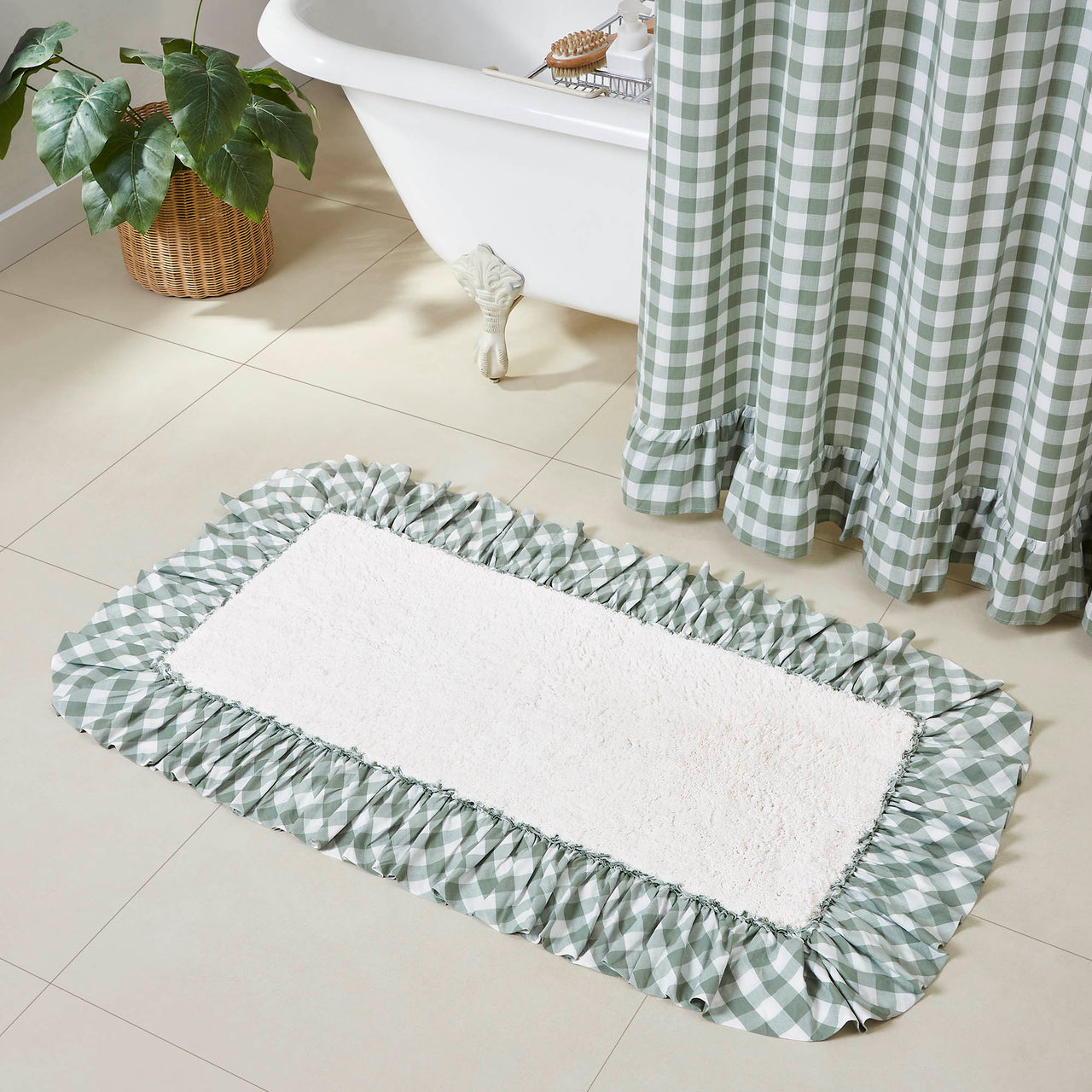Annie Buffalo Green Check Bathmat 27" x 48" VHC Brands - The Fox Decor