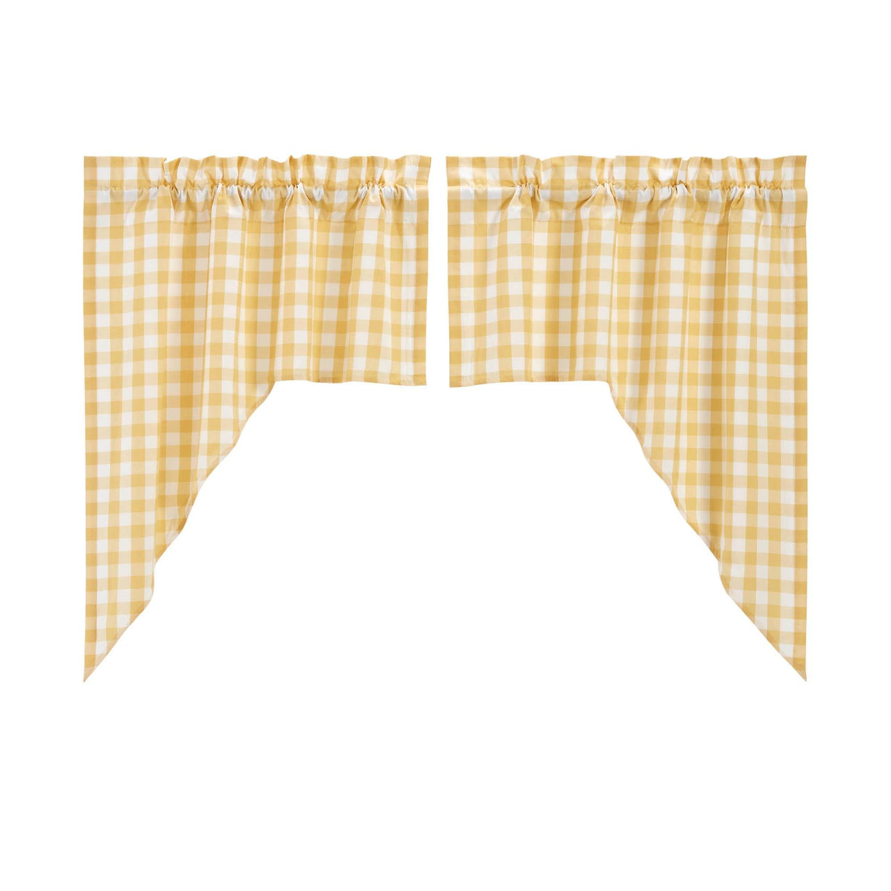 Annie Buffalo Yellow Check Swag Curtain Set of 2 36x36x16 VHC Brands - The Fox Decor