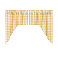 Annie Buffalo Yellow Check Swag Curtain Set of 2 36x36x16 VHC Brands - The Fox Decor