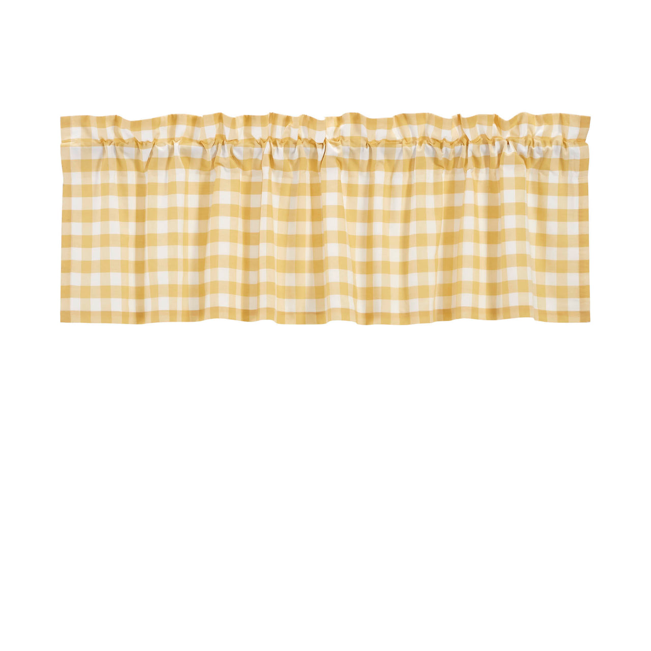 Annie Buffalo Yellow Check Valance Curtain 16"x60" VHC Brands - The Fox Decor