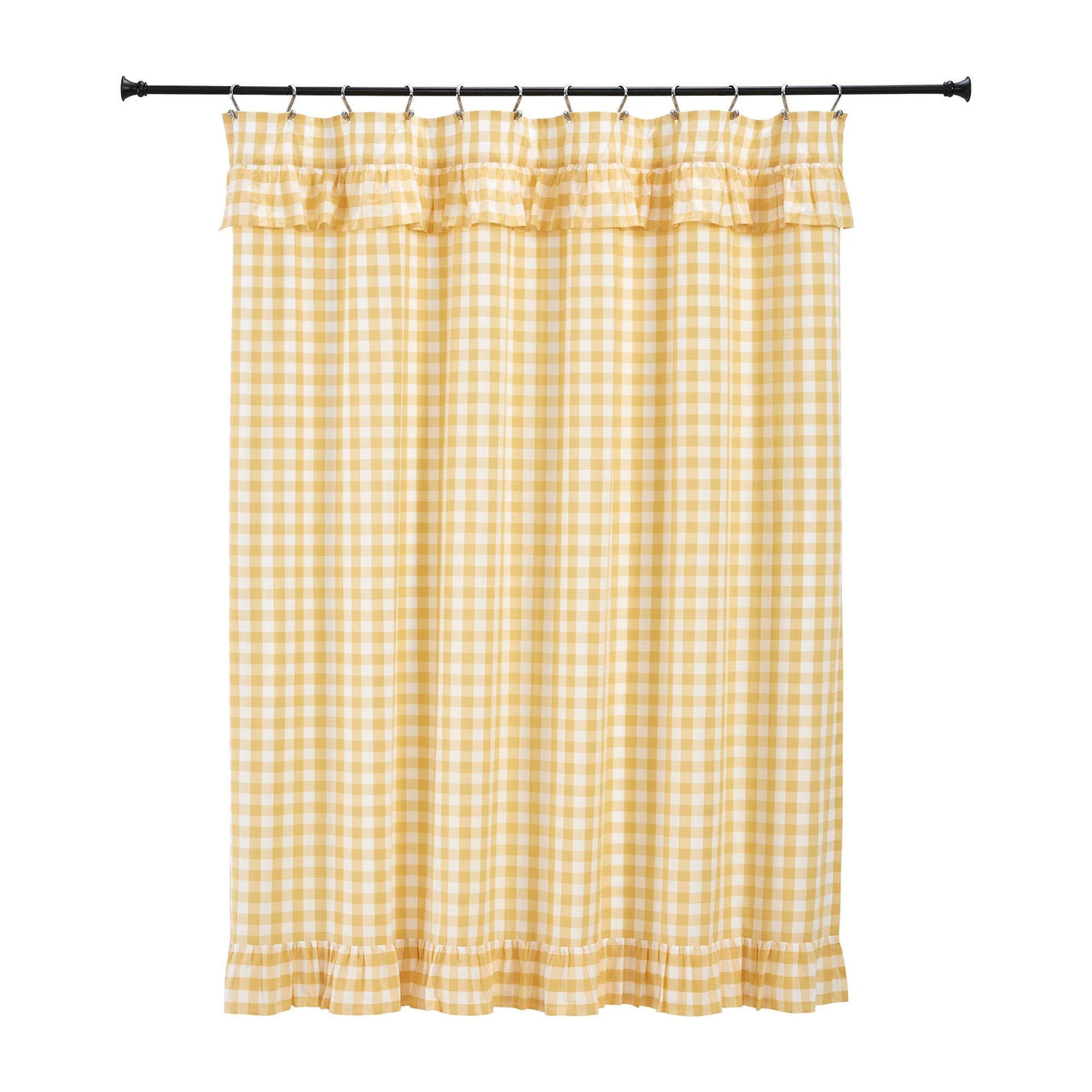 Annie Buffalo Yellow Check Ruffled Shower Curtain 72x72 VHC Brands - The Fox Decor
