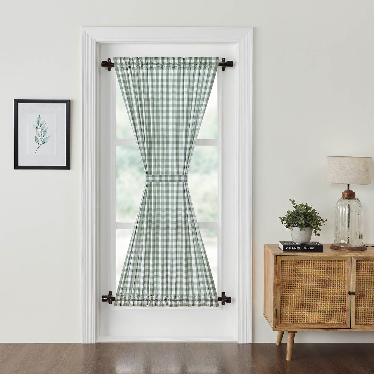 Annie Buffalo Green Check Door Panel Curtain 72"x40" VHC Brands - The Fox Decor