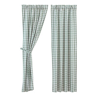 Annie Buffalo Green Check Short Panel Curtain Set of 2 84