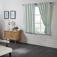 Annie Buffalo Green Check Short Panel Curtain Set of 2 63