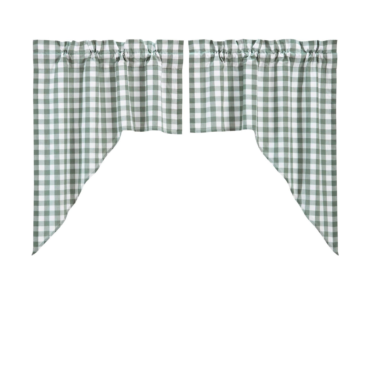 Annie Buffalo Green Check Swag Curtain Set of 2 36x36x16 VHC Brands - The Fox Decor