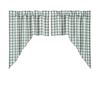 Annie Buffalo Green Check Swag Curtain Set of 2 36x36x16 VHC Brands - The Fox Decor