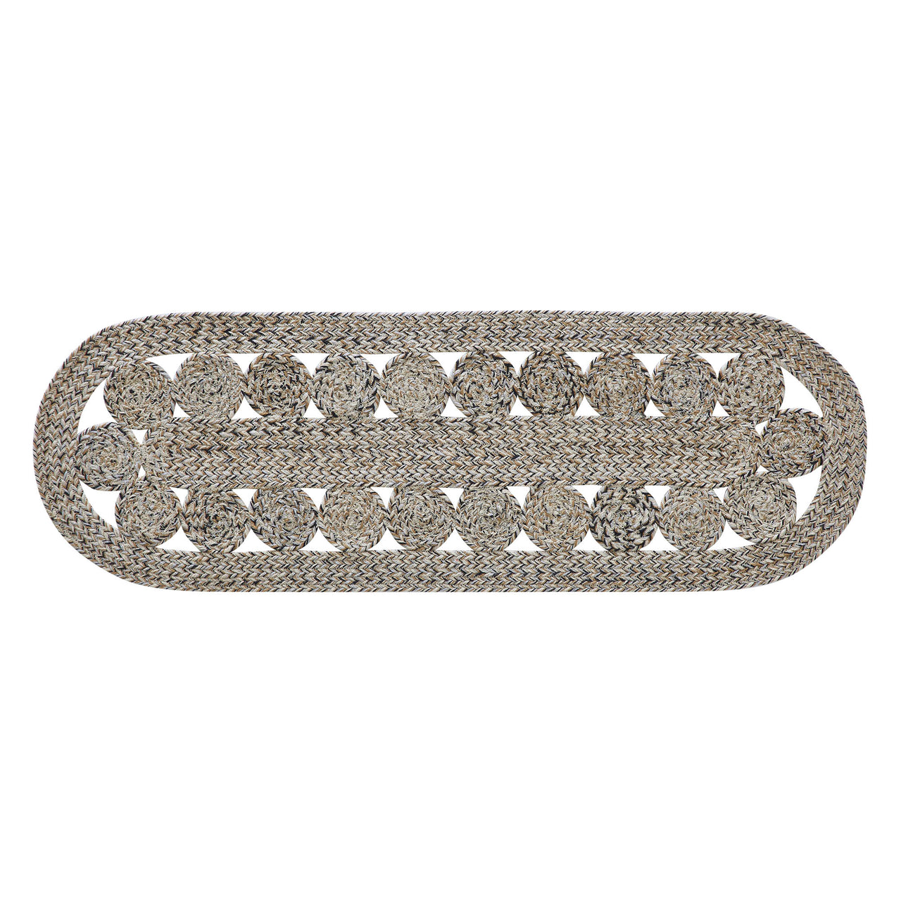 Celeste Blended Pebble Indoor/Outdoor Oval Braided Table Runner 12"x36" VHC Brands - The Fox Decor