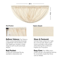 Tobacco Cloth Natural Balloon Valance Curtain Fringed 15x60 - The Fox Decor