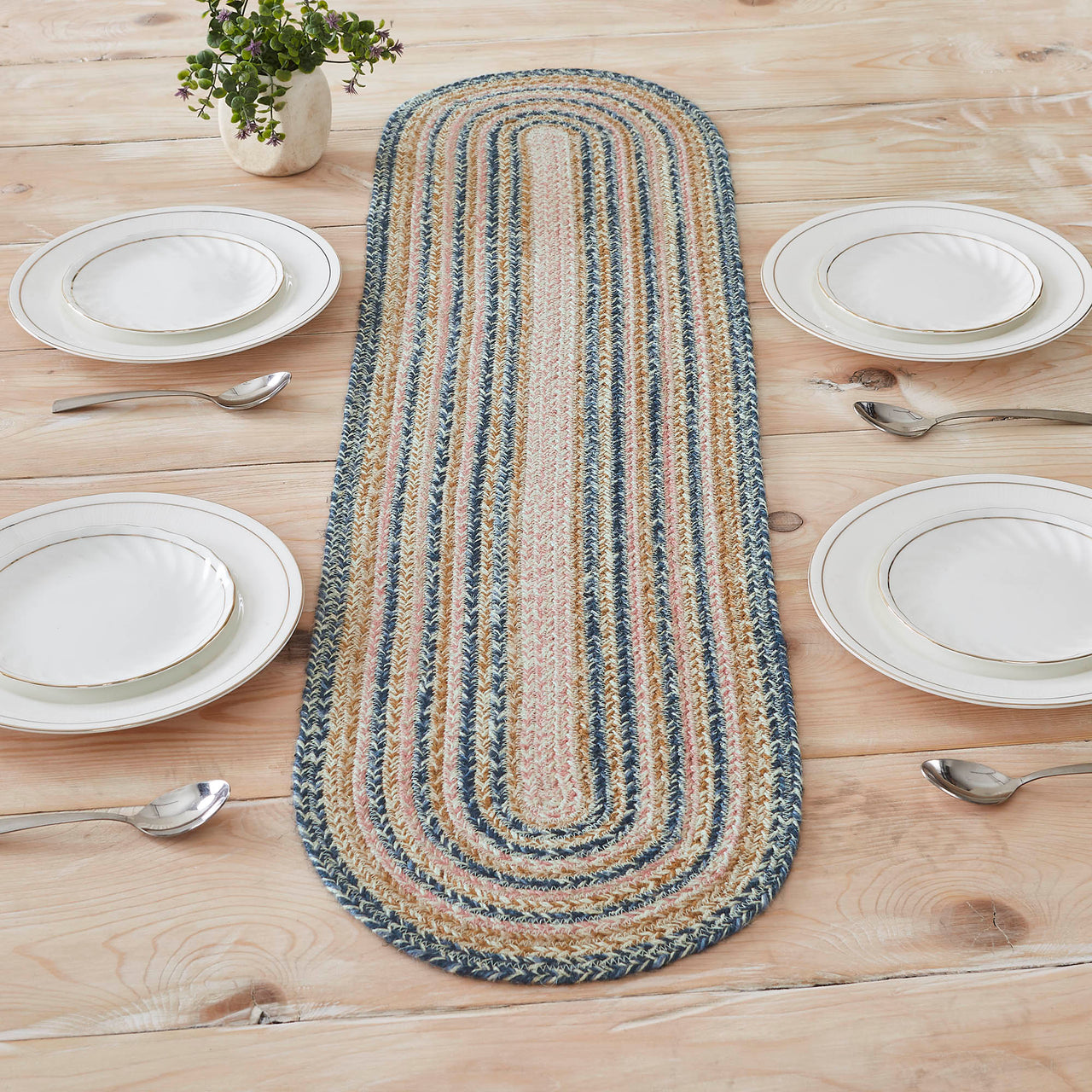 Kaila Oval Jute Braided Table Runner 12"x48" VHC Brands - The Fox Decor