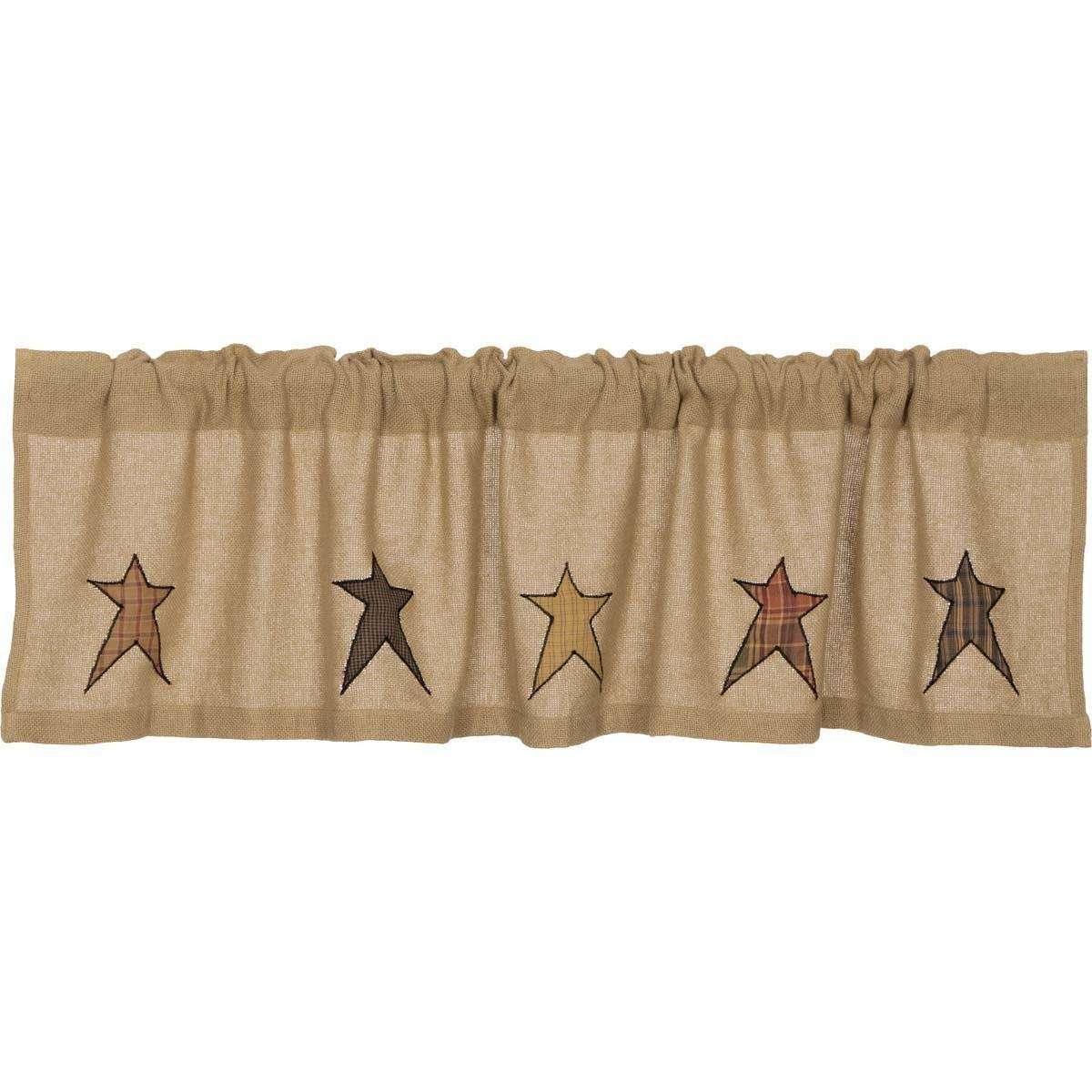 Stratton Burlap Applique Star Valance Curtain - The Fox Decor