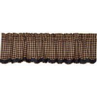 Navy Check Scalloped Layered Valance Curtain 16