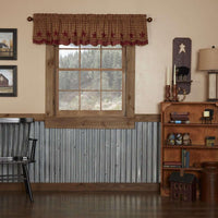 Burgundy Star Scalloped Layered Valance Curtain VHC Brands - The Fox Decor
