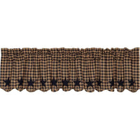 Navy Star Scalloped Valance Curtain 16x72 - The Fox Decor