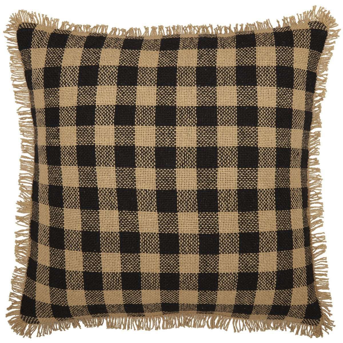 Burlap Black Check Pillow 18" Raven, Natural VHC Brands - The Fox Decor