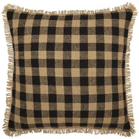 Burlap Black Check Pillow 18