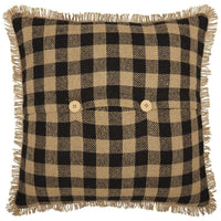 Burlap Black Check Pillow 18