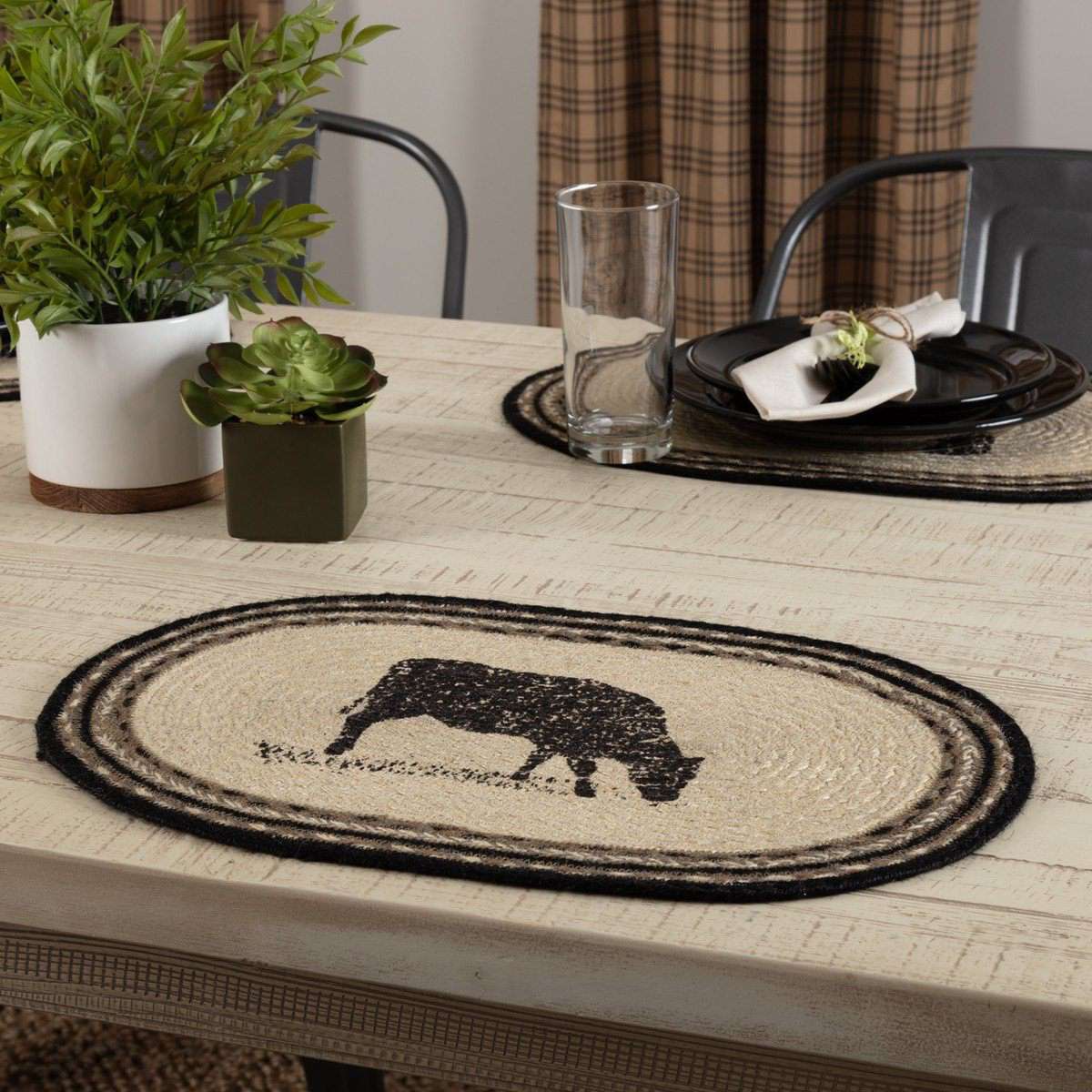 Sawyer Mill Cow Jute Braided Placemat Set of 6 - The Fox Decor