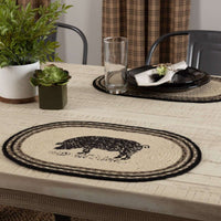Thumbnail for Sawyer Mill Charcoal Pig Jute Braided Placemat Set of 6 - The Fox Decor