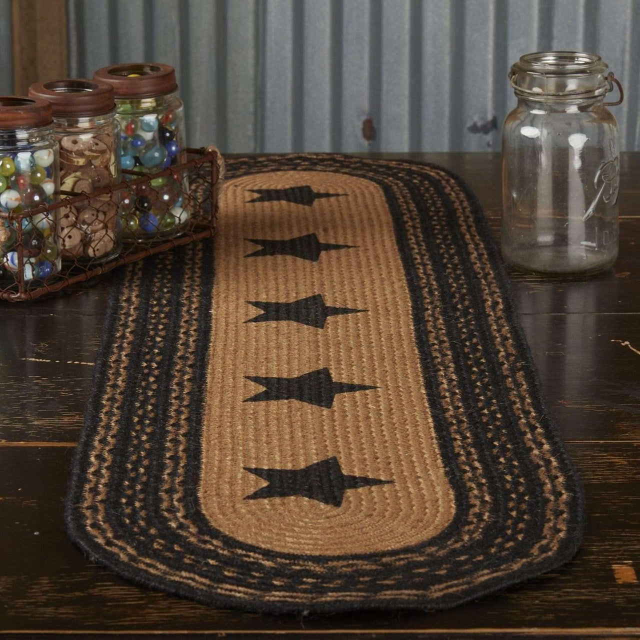 Farmhouse Jute Runner Stencil Stars 13x48 VHC Brands - The Fox Decor