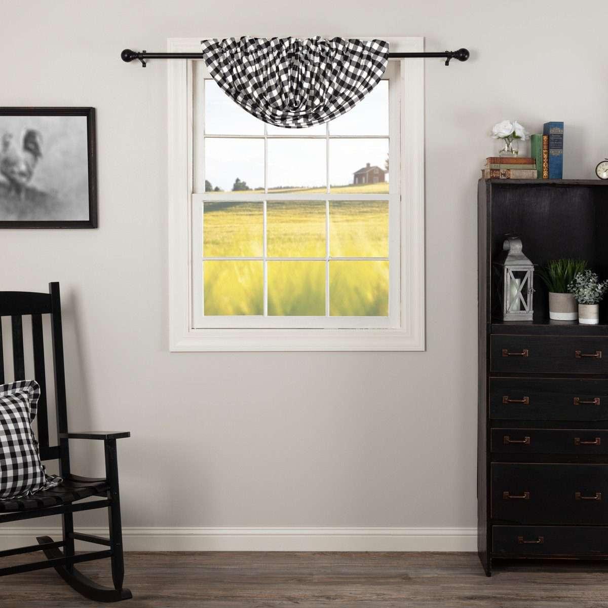 Annie Buffalo Check Balloon Valance Black & Red - The Fox Decor