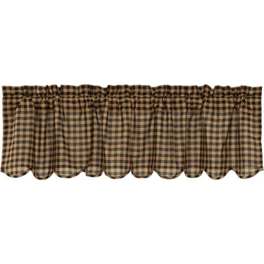 Black Check Scalloped Valance Curtain 16x60 VHC Brands - The Fox Decor