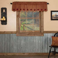 Burgundy Star Scalloped Valance Curtain 16x60 VHC Brands - The Fox Decor