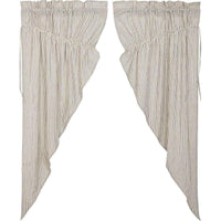 Hatteras Seersucker Blue Ticking Stripe Prairie Short Panel Curtain Set of 2 - The Fox Decor