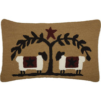 Heritage Farms Sheep and Star Hooked Pillow 14