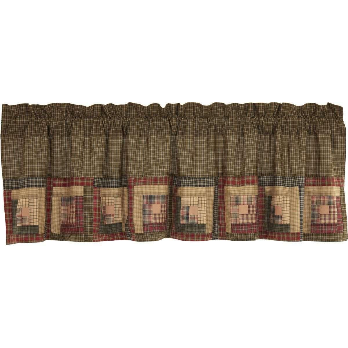 Tea Cabin Valance Log Cabin Block Border Moss Green VHC Brands - The Fox Decor