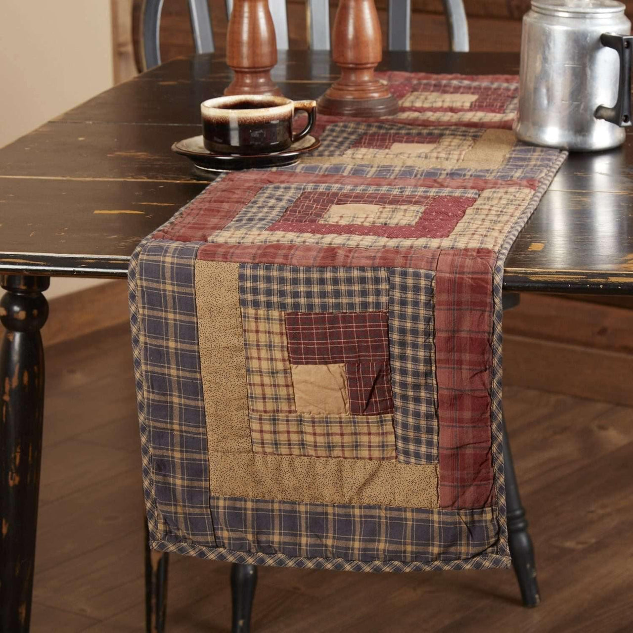 Millsboro Runner Log Cabin Block Quilted 13x48 VHC Brands - The Fox Decor